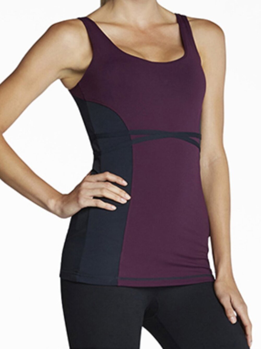 Fabletics Hawthorne Active Workout Tank Top Plum Black Workout Gym Size Medium